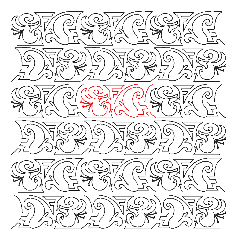 repeat view of art nouveau floral continuous line quilting pattern