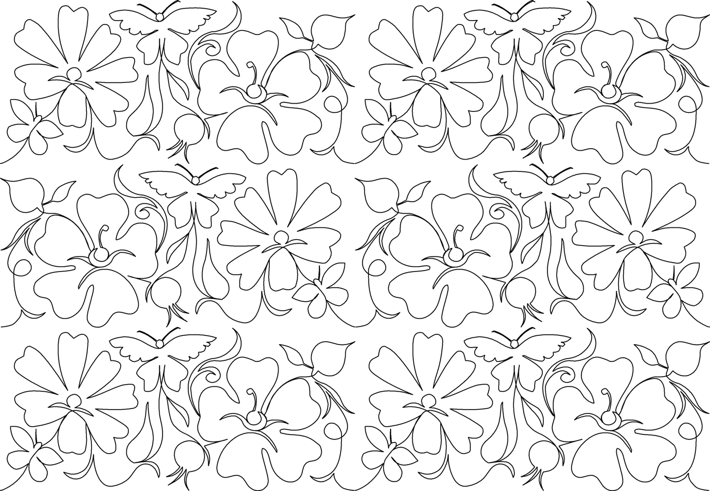 Butterfly and Rose 1 repeat, even rows x flip