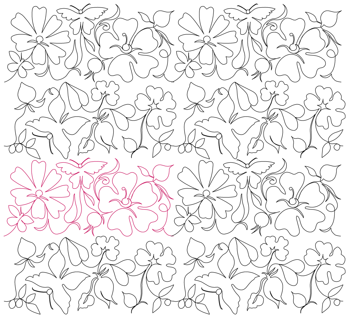 Butterfly and Rose 1 and Butterfly and Wild Rose 2 alternated repeat