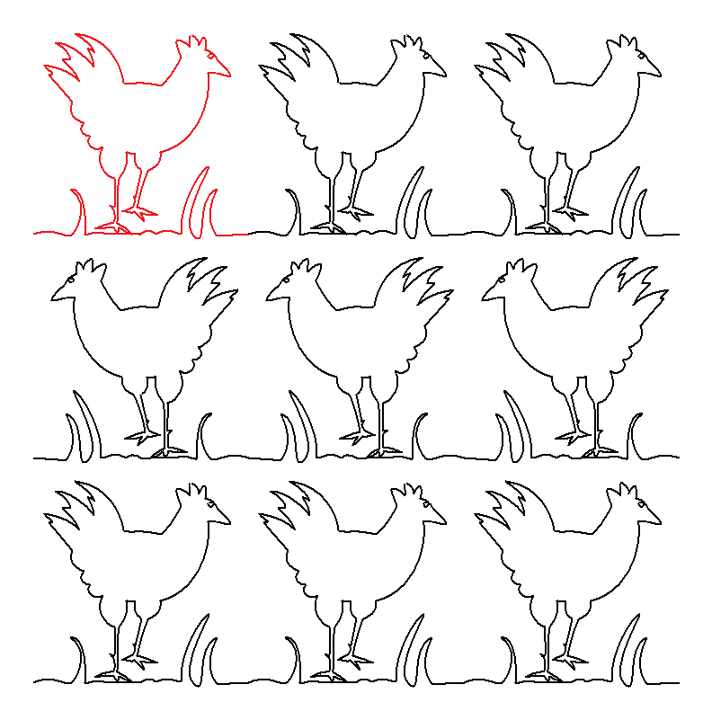 Chick Rooster repeat, even rows x flip