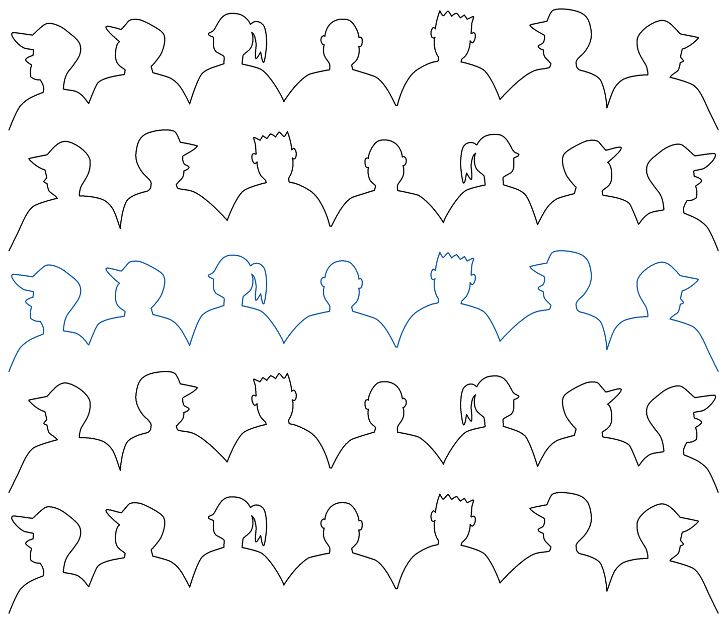 Crowd Scene row 2 repeated with flipped even rows.