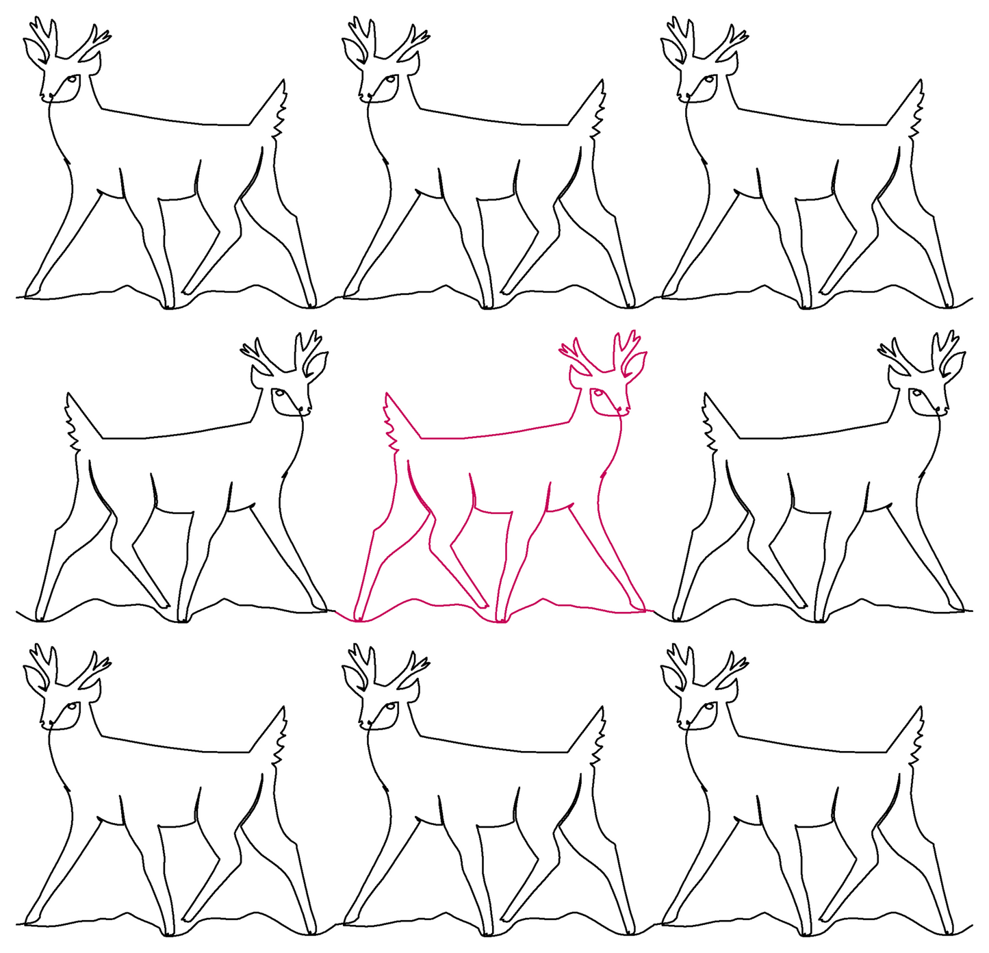 Deer Young Buck repeat, even rows x flip