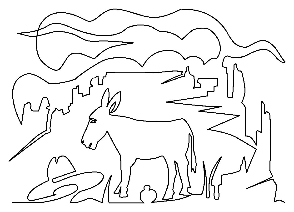 Donkey and Ten Gallon Hat pantograph quilting pattern