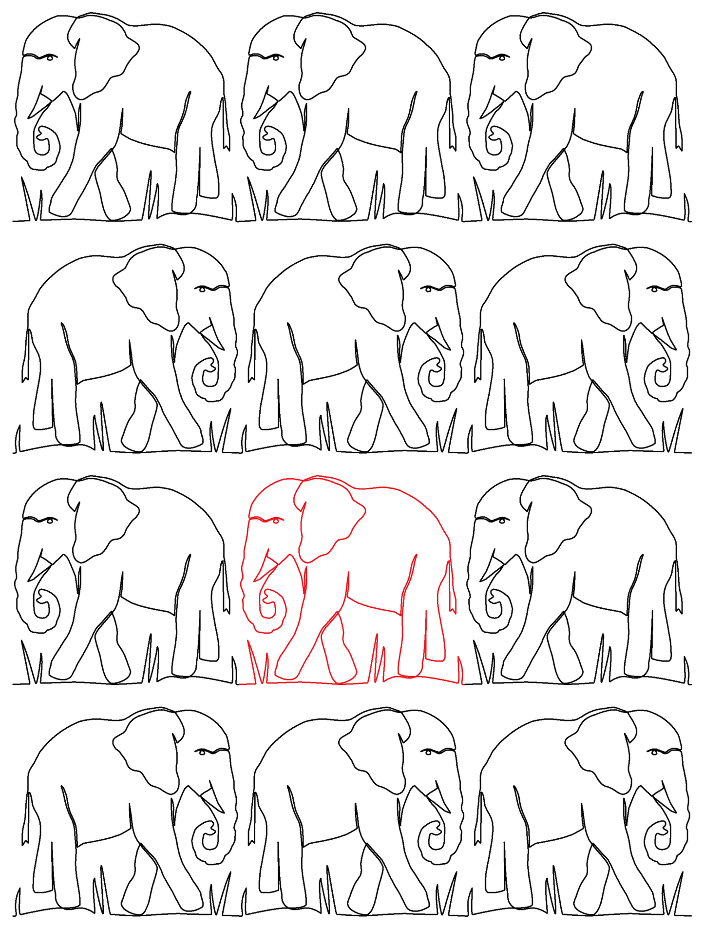 Elephant with Curled Trunk repeat