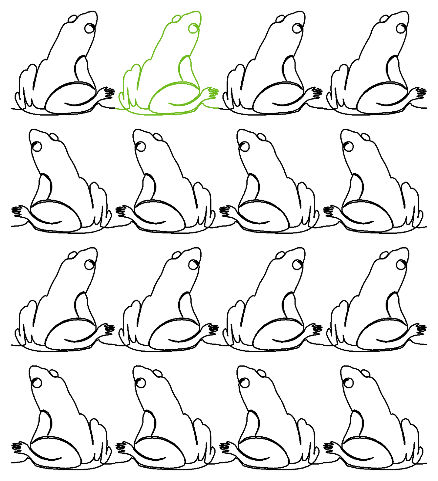 Frog Looking Up repeat, even rows x flip