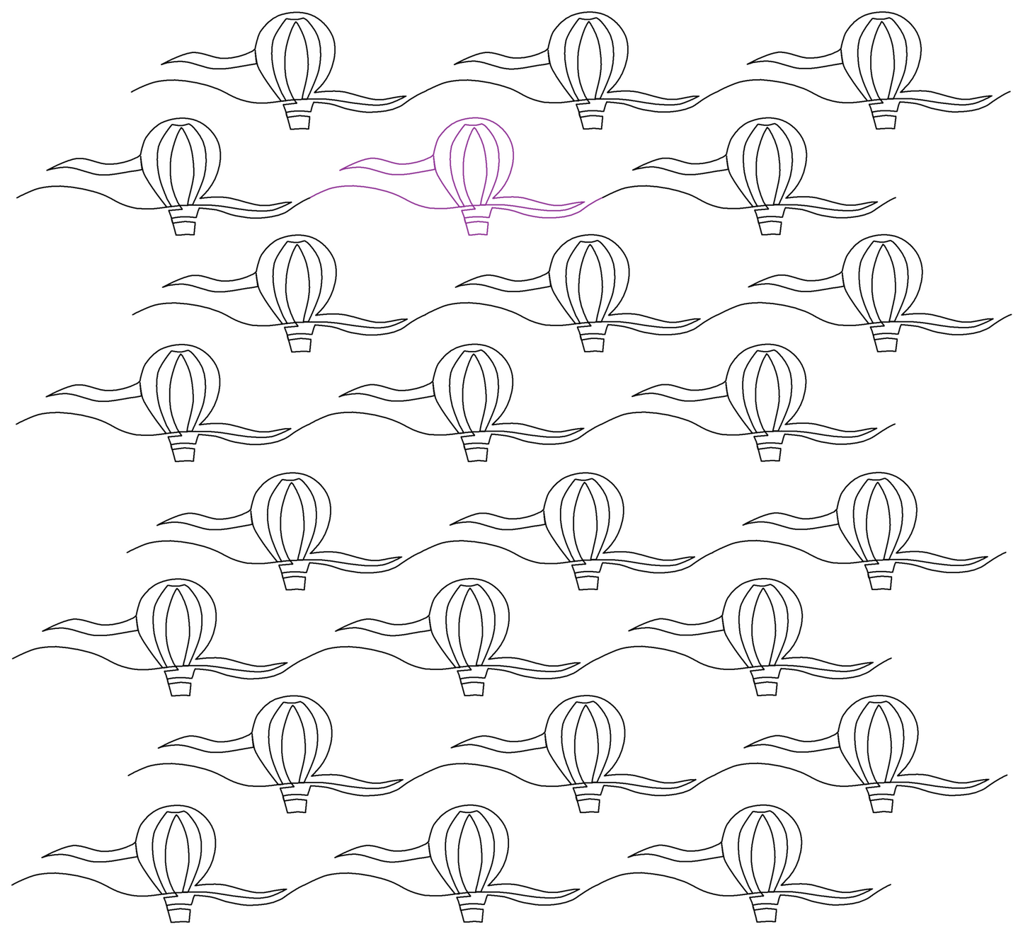 Hot Air Balloons repeat, 38% offset even rows