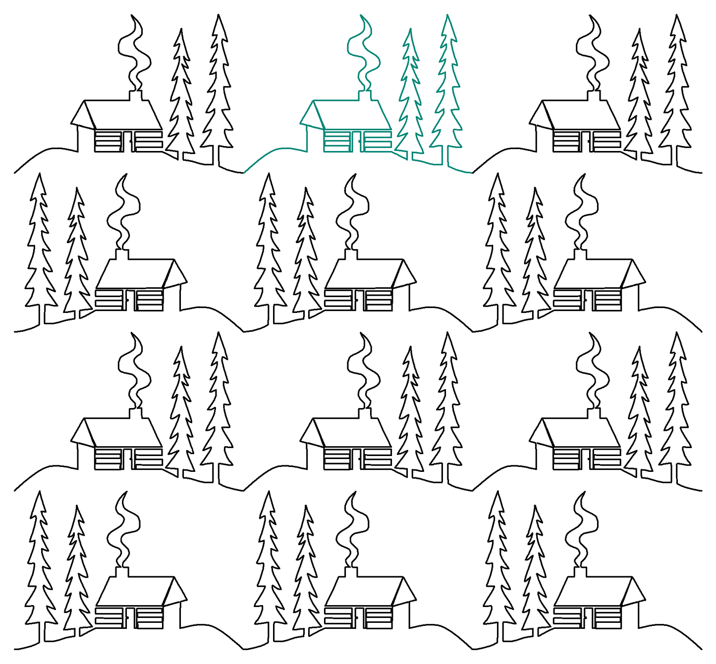 Log Cabin repeat, even rows x flip