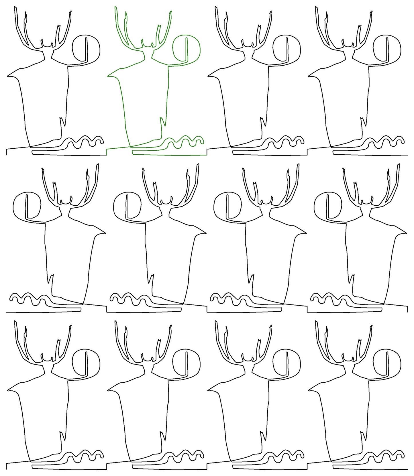 Petroglyph with Deer Antlers repeat, even rows x flip