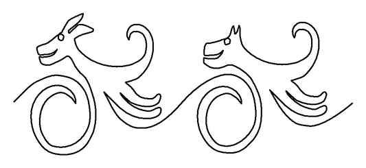 Scroll of Flying Dogs quilting pattern