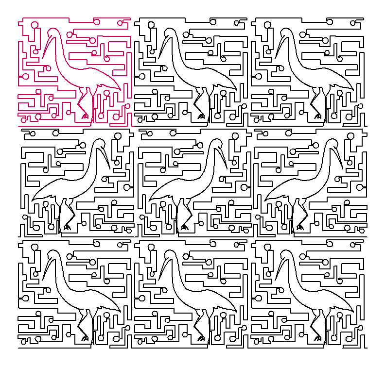 Aboriginal Crane with background repeat, even rows x flip