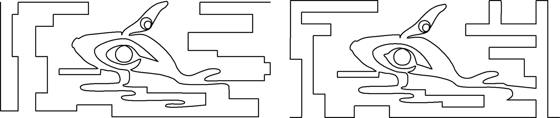 Alaska Orca on left, Alaska Orca 2 on right, separate patterns