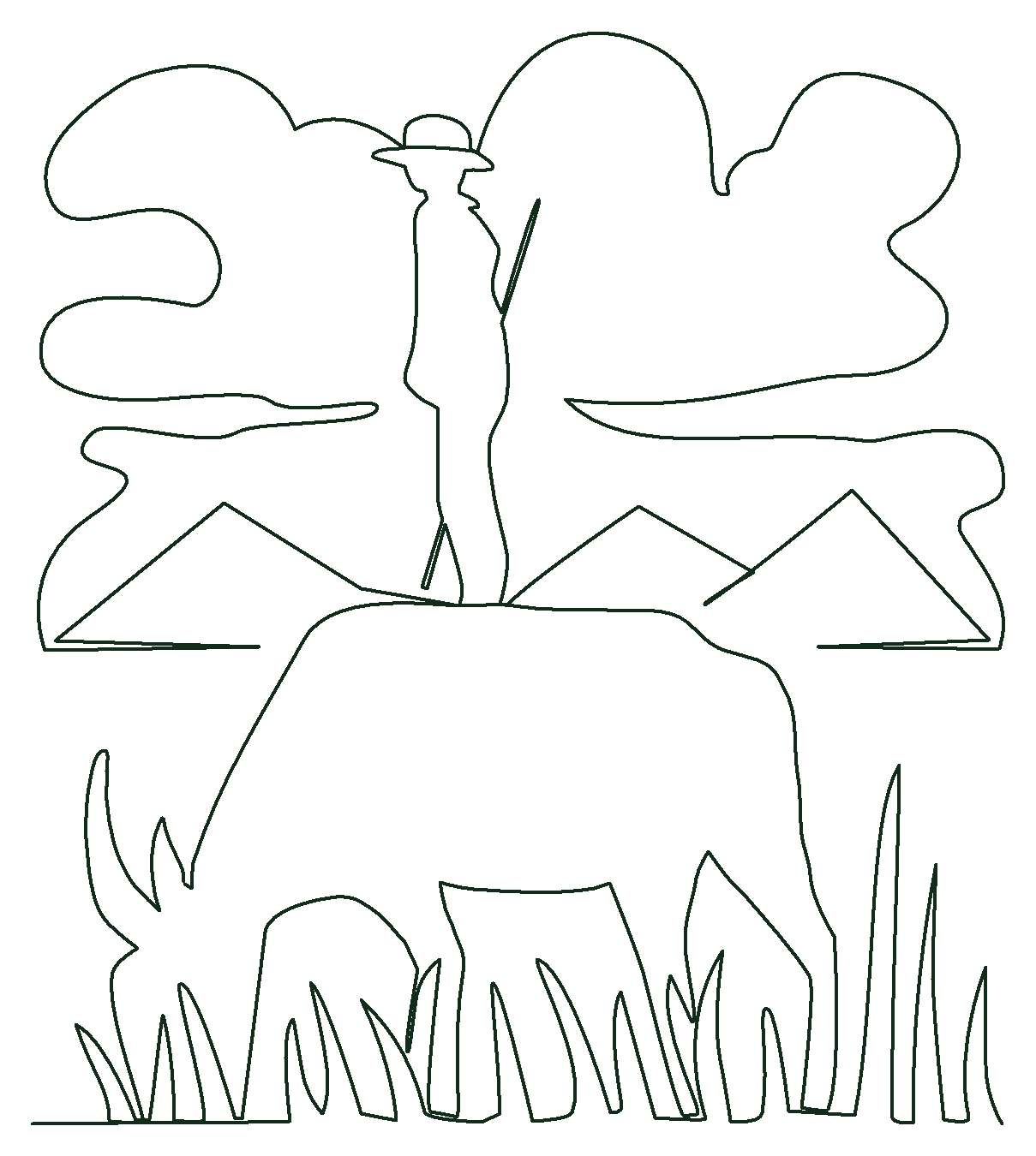 Boy on Waterbuffalo quilting pattern