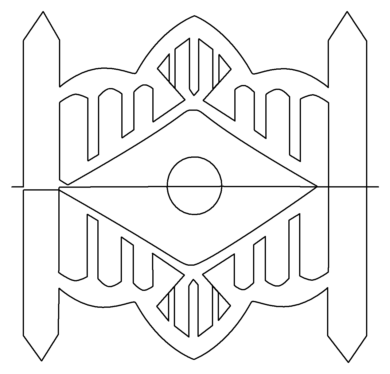 Bridge with Mirrored Moon quilting pattern