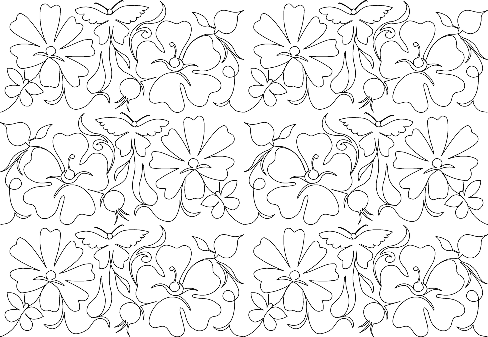 Butterfly and Rose 1 repeat, even rows x flip