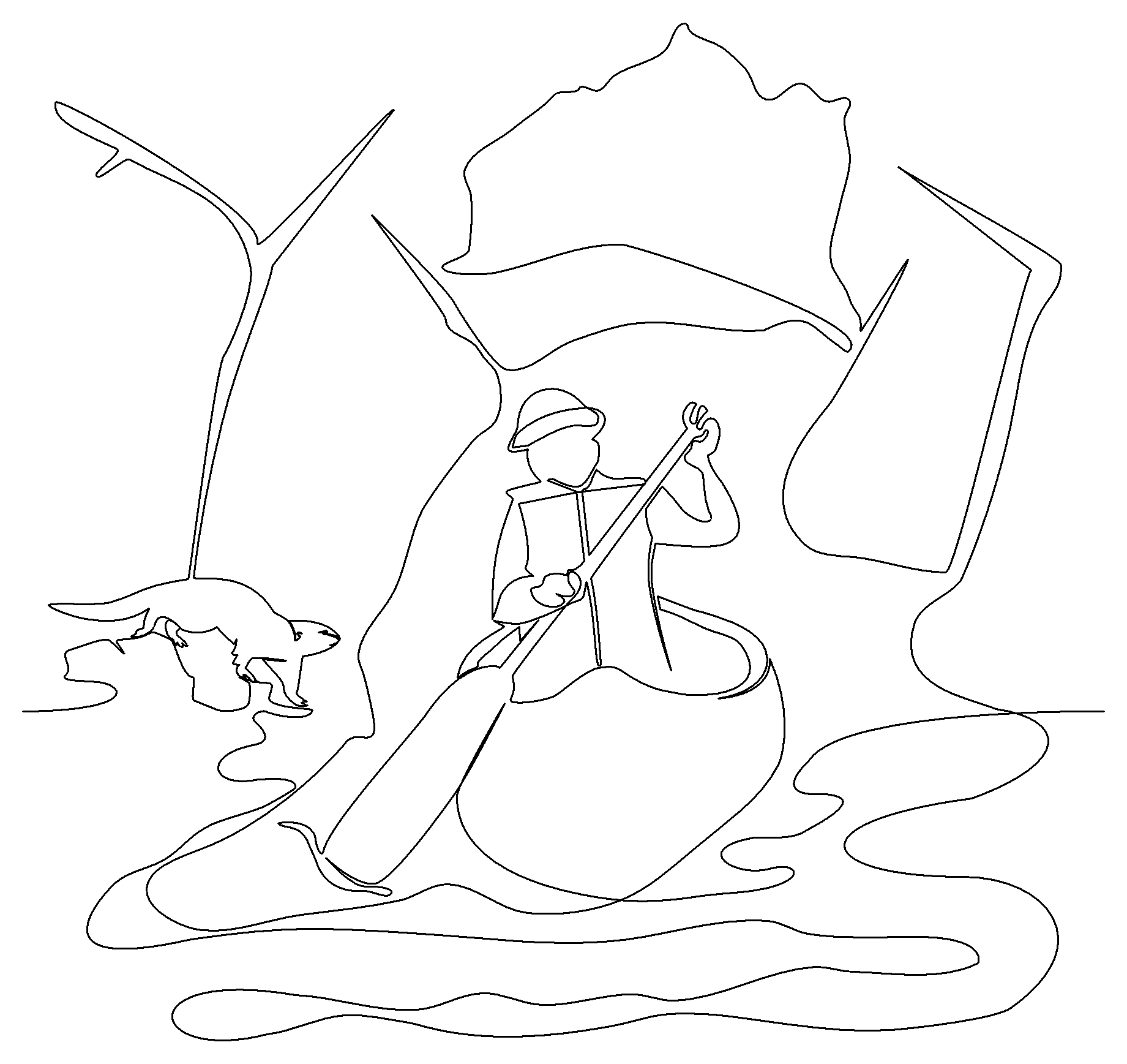 Canoer and Otter quilting pattern