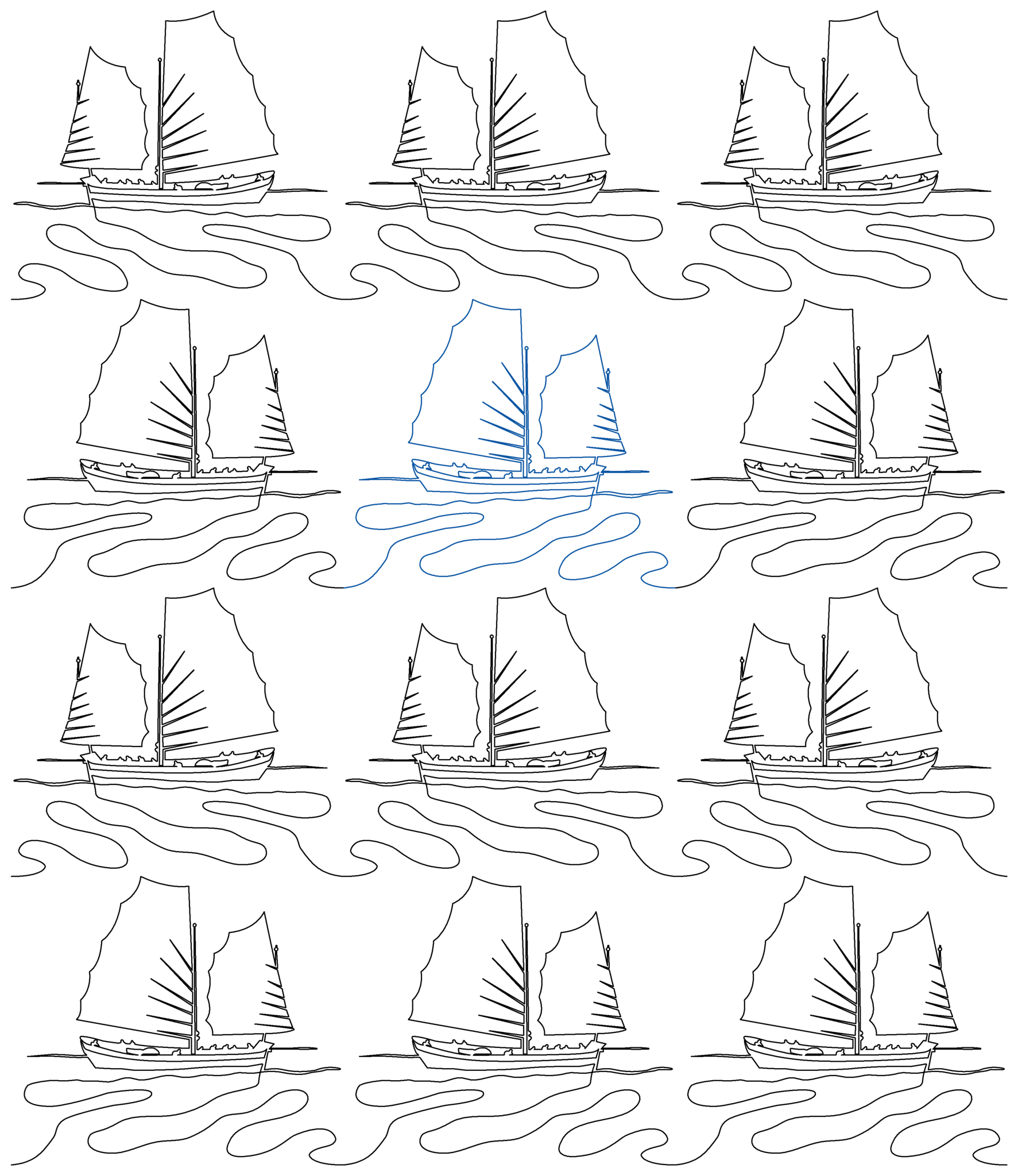 Chinese Junk repeat, even rows x flip