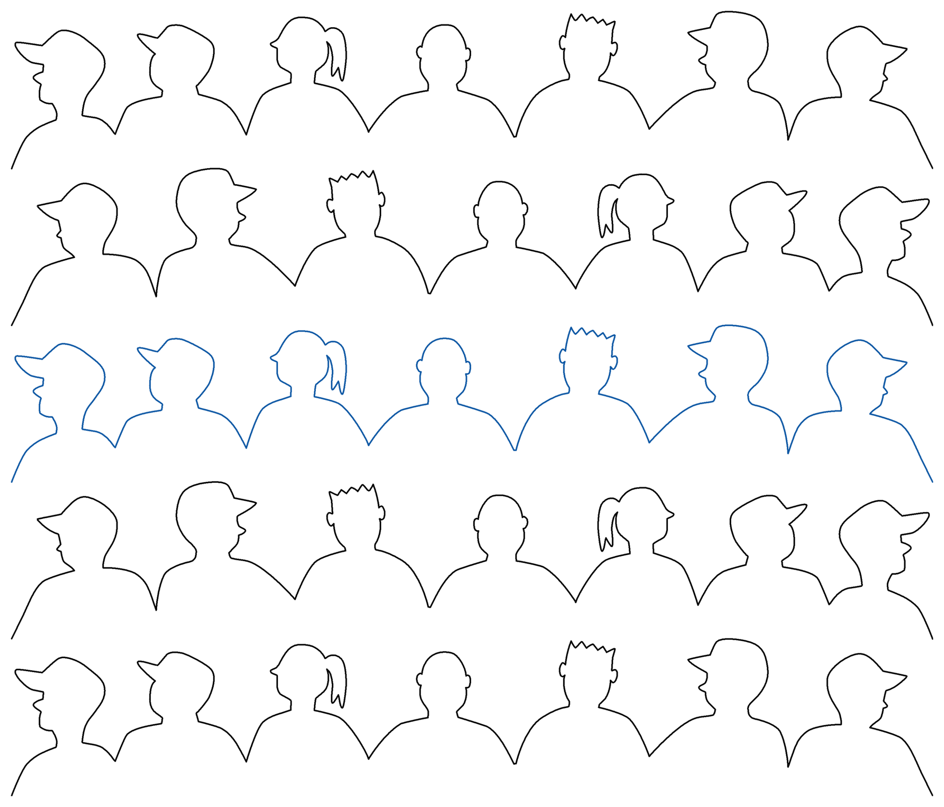 Crowd Scene row 2 repeated with flipped even rows.