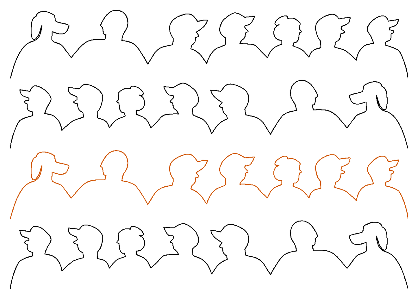 Crowd Scene row 3 repeated, alternate rows flipped horizontally