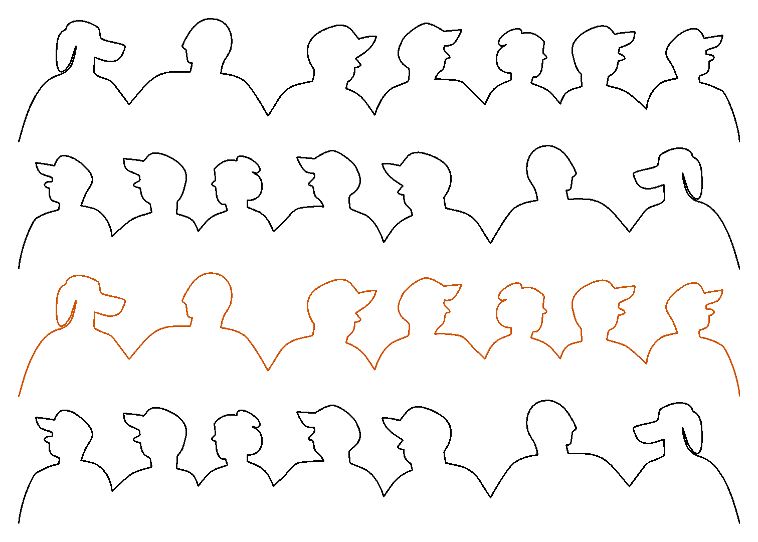 Crowd Scene row 3 repeated, alternate rows flipped horizontally