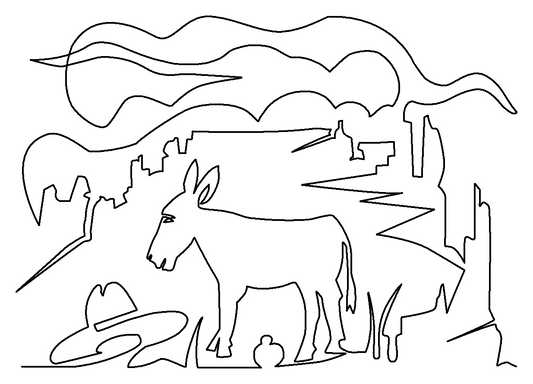 Donkey and Ten Gallon Hat pantograph quilting pattern