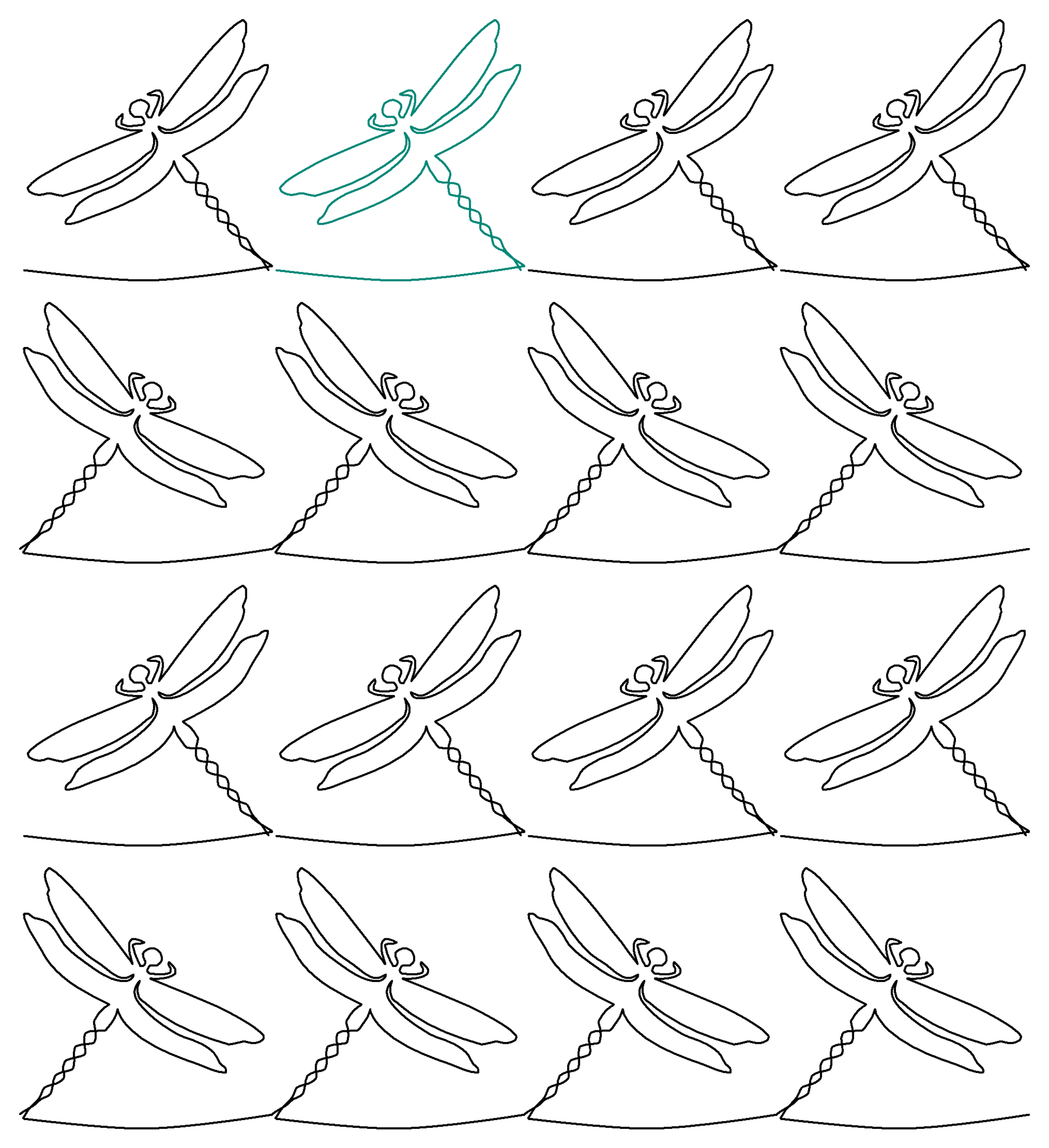 Dragonfly repeat, even rows x flip