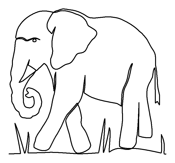 Elephant with Curled Trunk quilting pattern