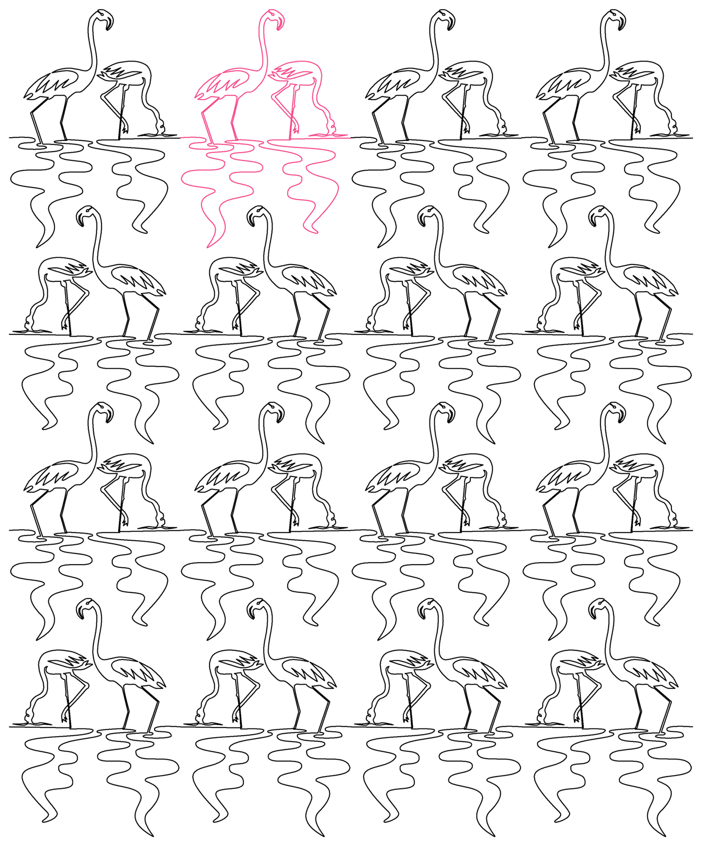 Flamingo Pair repeat, nested and x flip