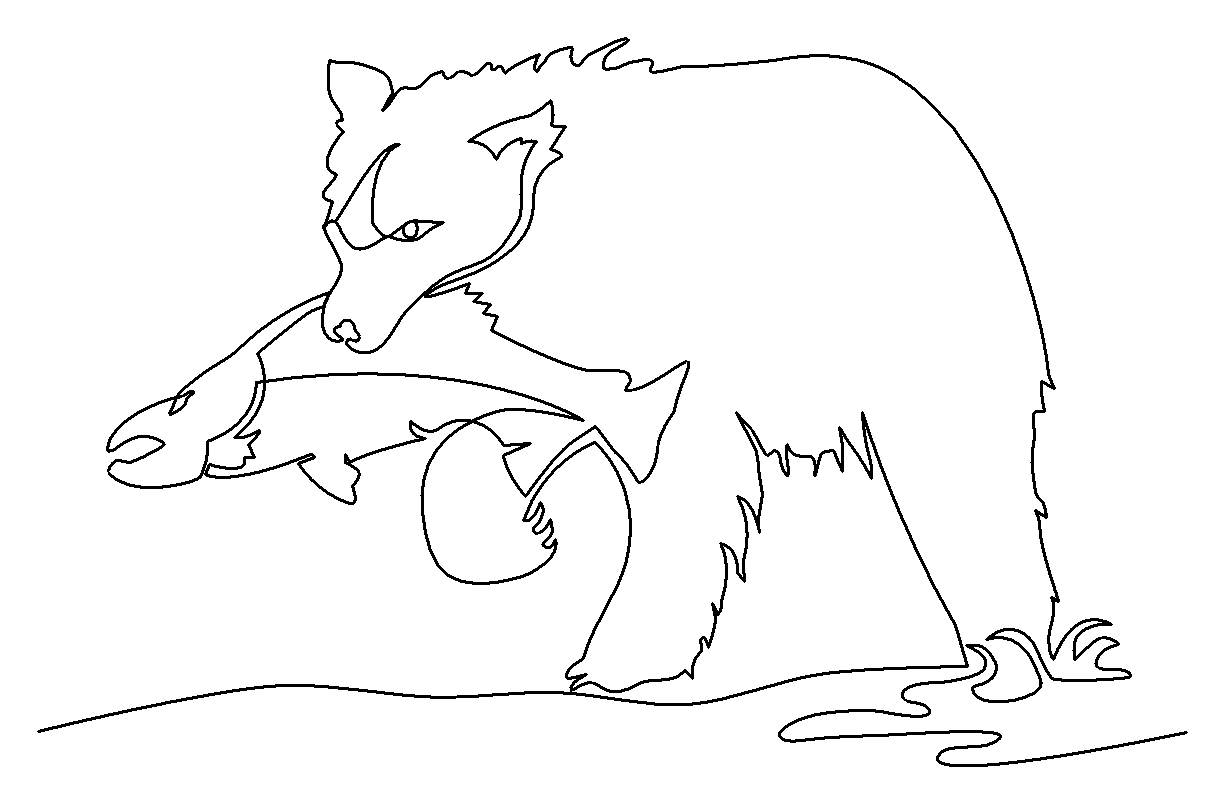 Grizzlybear with Salmon quilting pattern