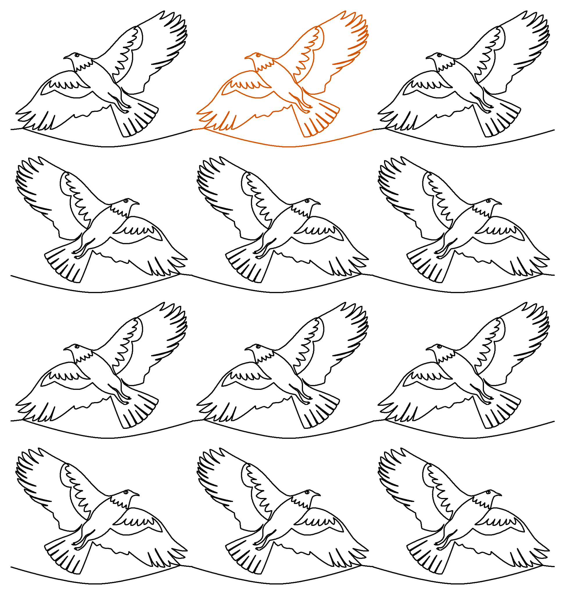 Hawk Soaring repeat, even rows x flip