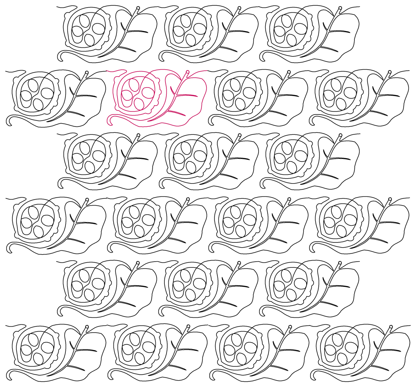 Magnolia Leaf and Seeds repeat, even rows offset
