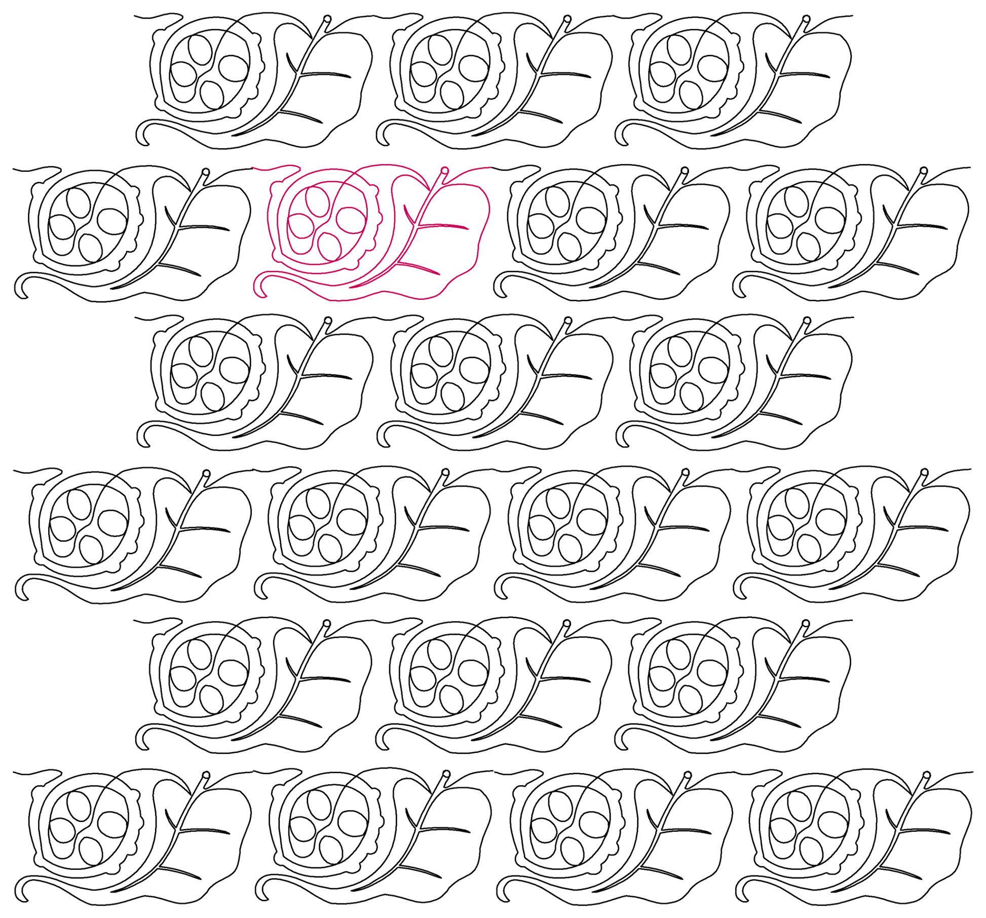 Magnolia Leaf and Seeds repeat, even rows offset