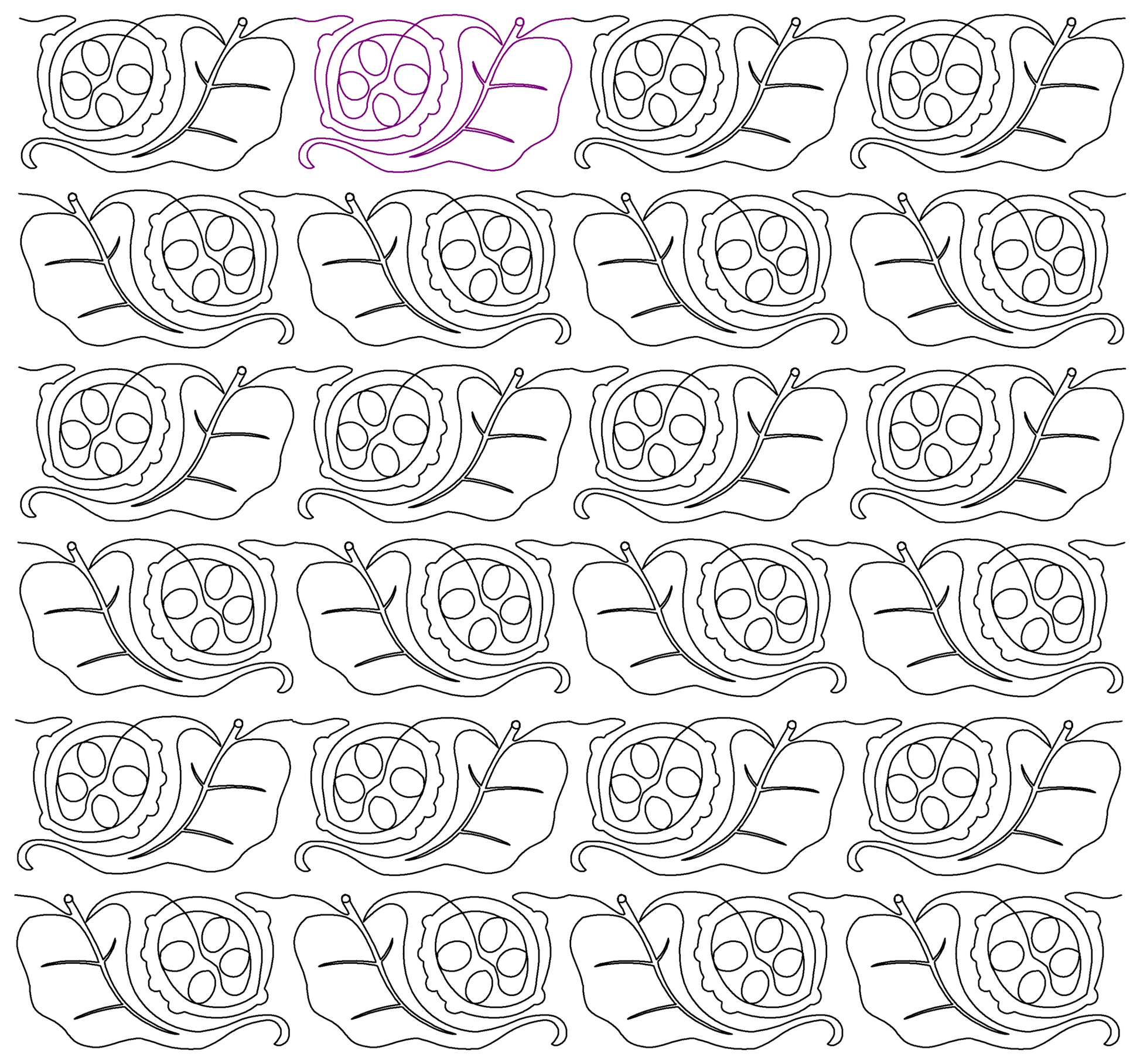 Magnolia Leaf and Seeds repeat, even rows x flip