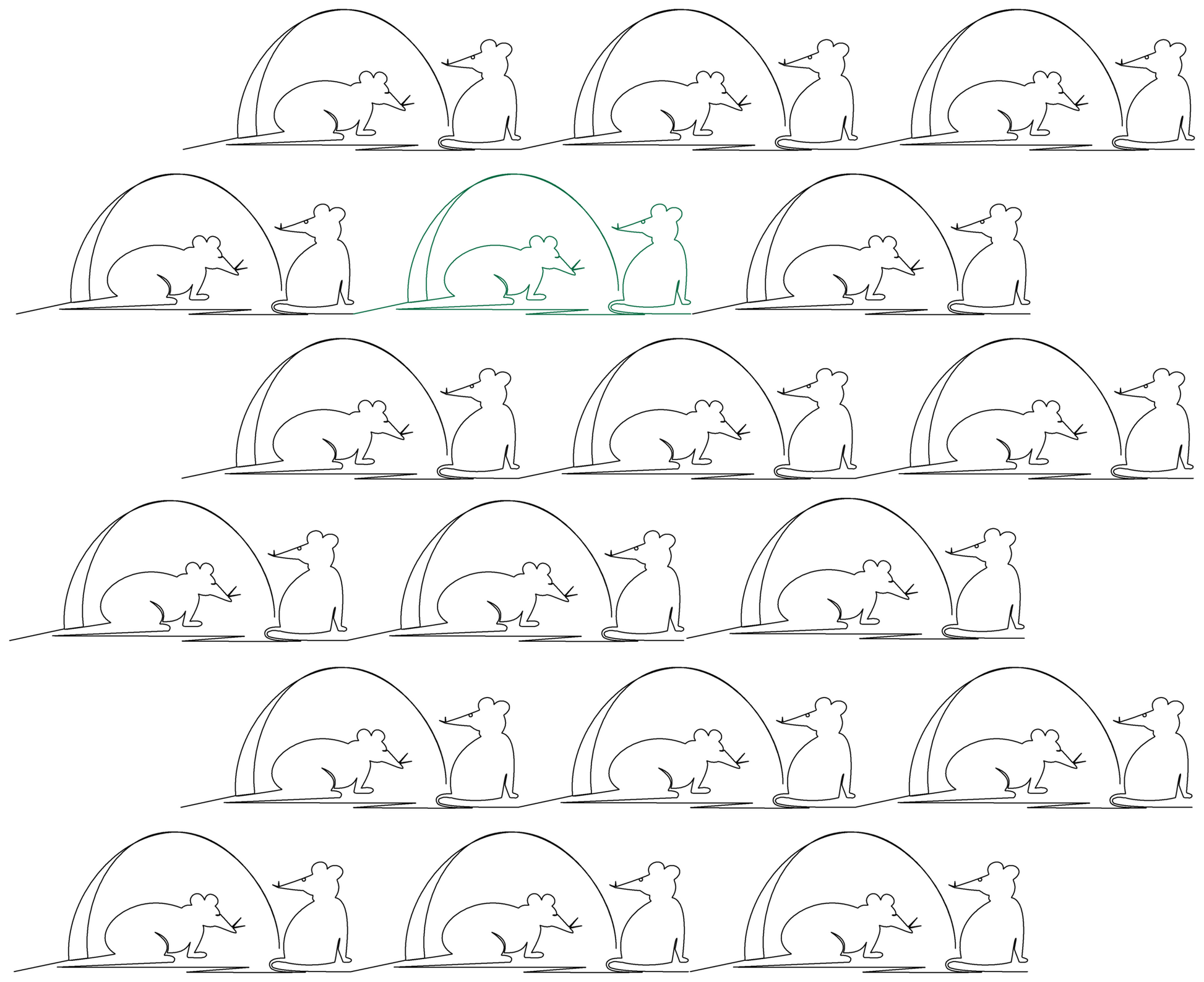 Mouse Row House repeat, even rows 50% offset