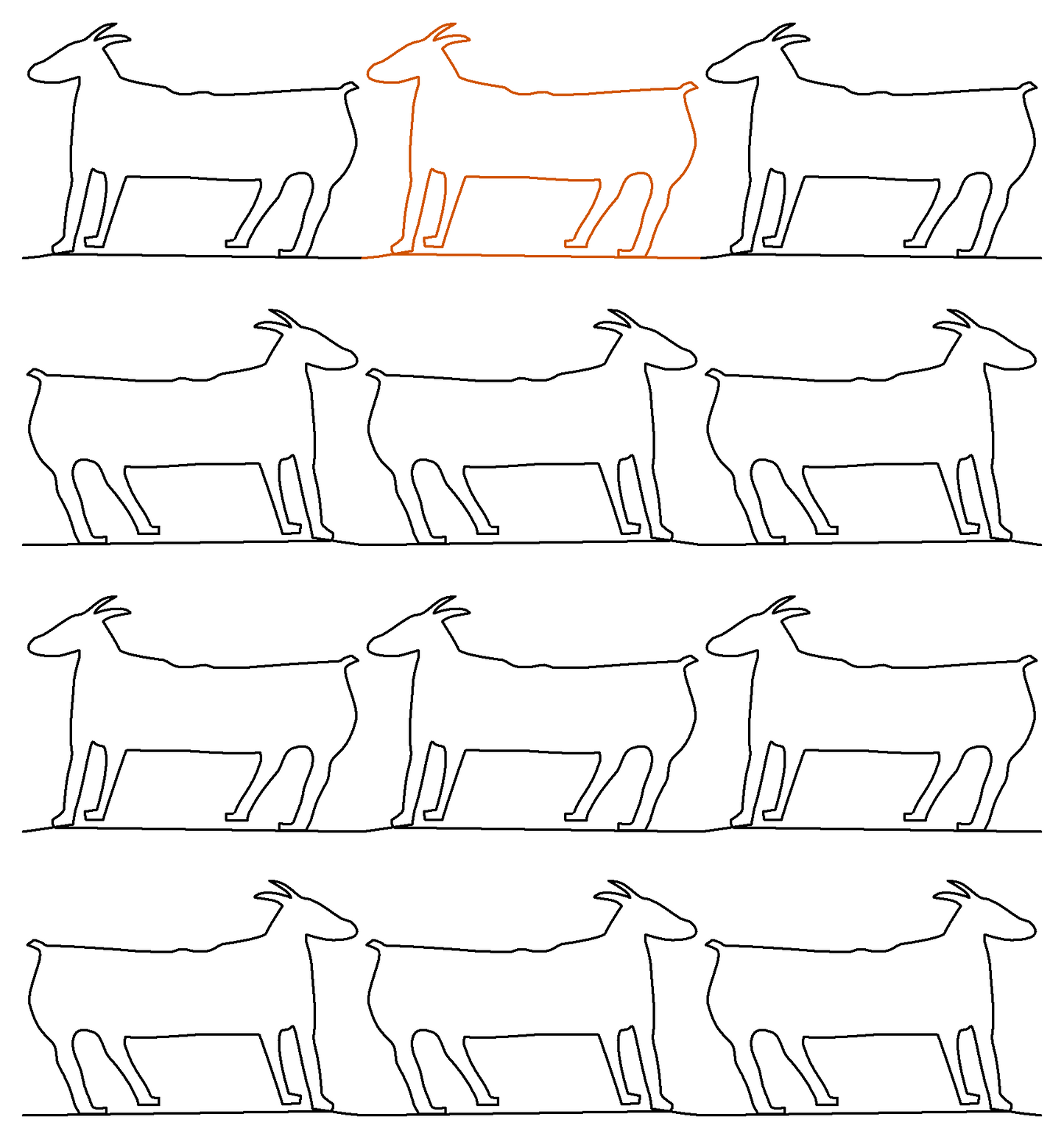 Petroglyph Goat repeat, even rows x flip