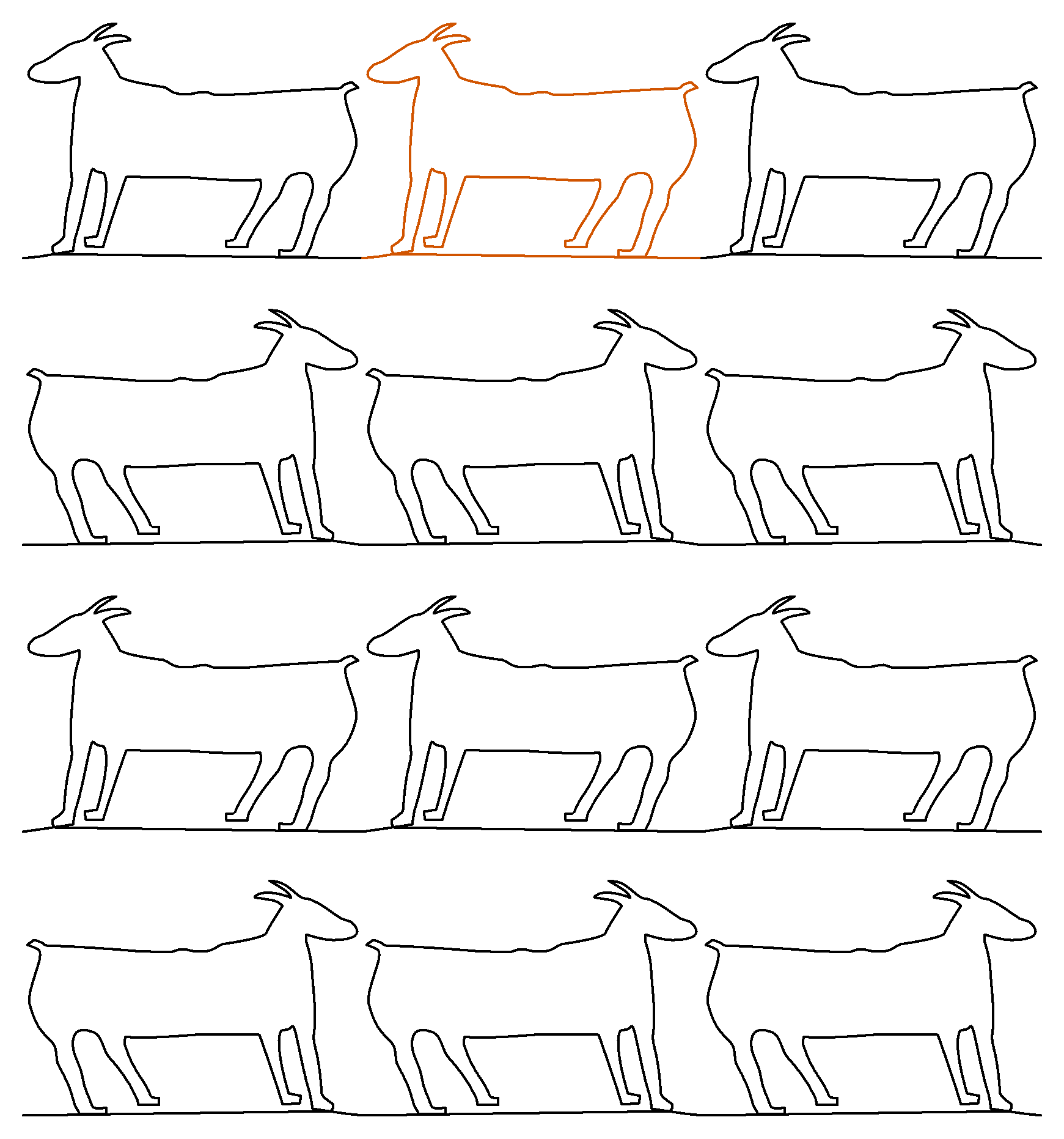 Petroglyph Goat repeat, even rows x flip