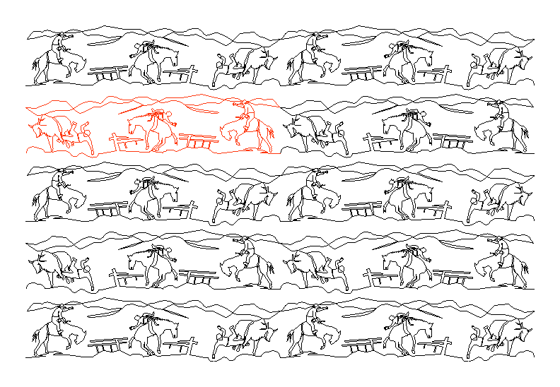 Rodeo Pantograph repeat, even rows x flip