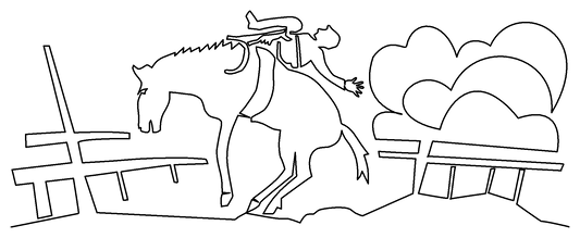 Rodeo Rough Rider with Dust Cloud continuous line pattern