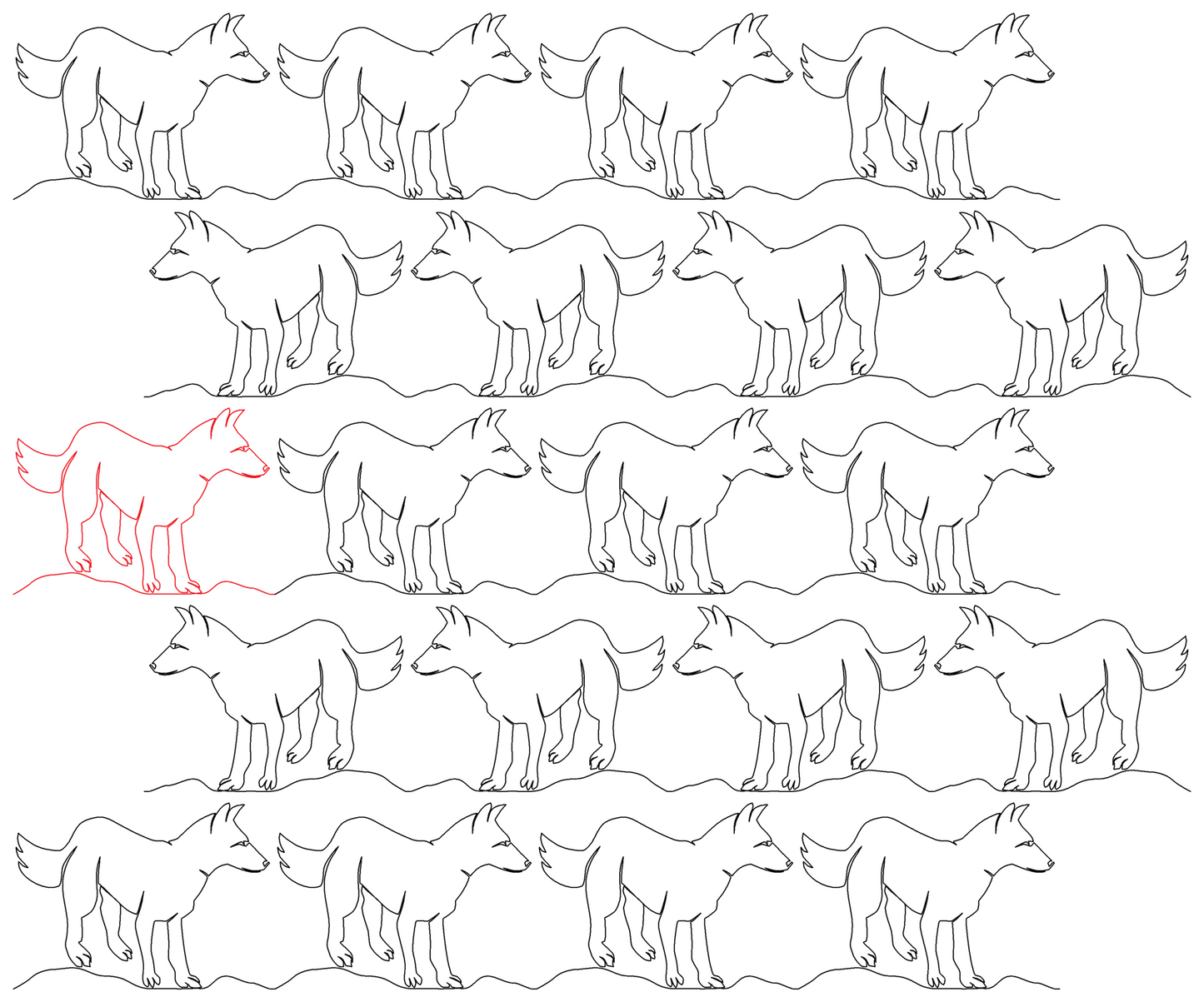 Wolf Dog repeat, even rows offset 50% and x flip