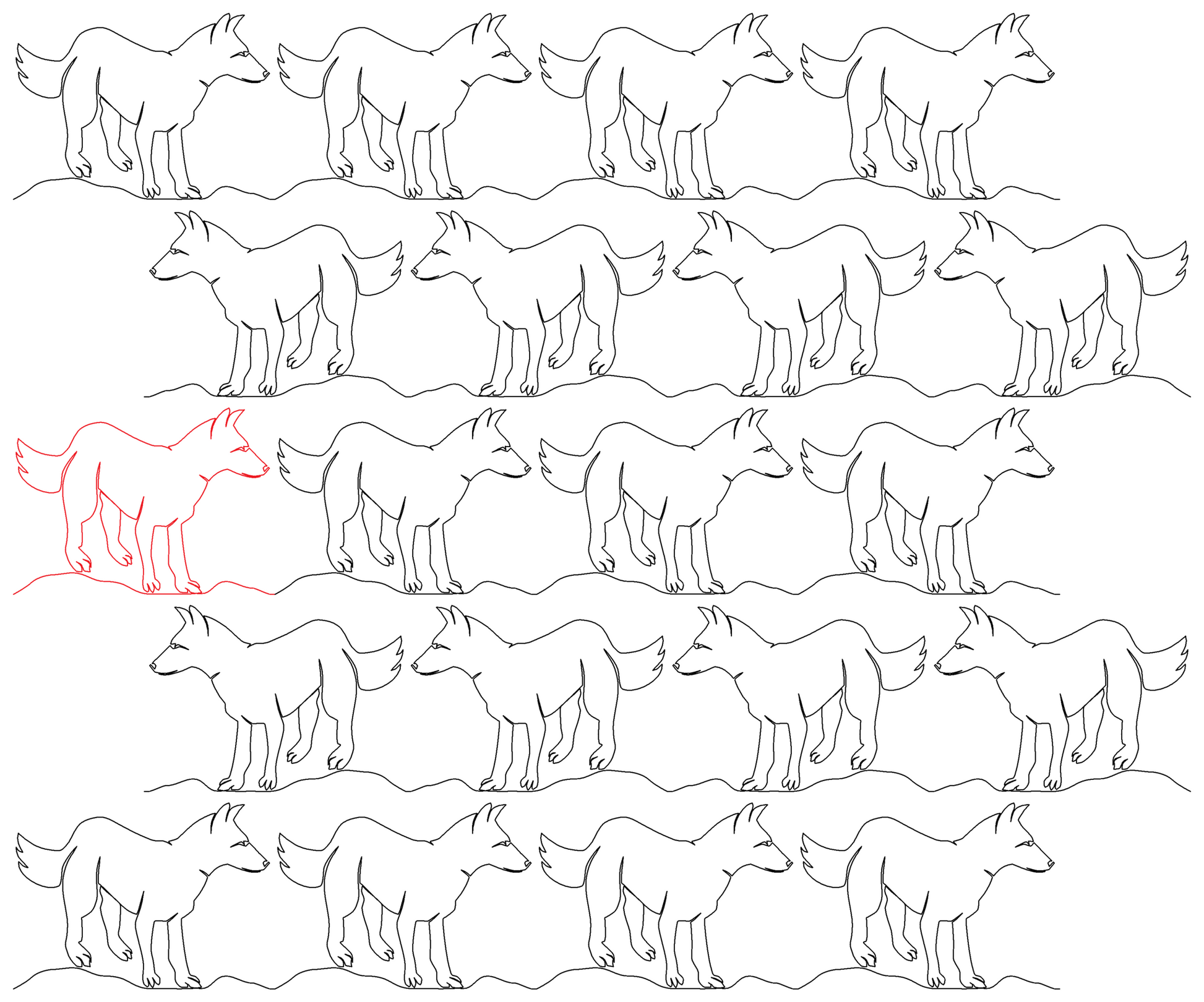 Wolf Dog repeat, even rows offset 50% and x flip